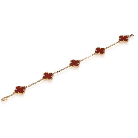 Van Cleef & Arpels Yellow Gold Carnelian Vintage Alhambra Bracelet - Picture 3 of 4